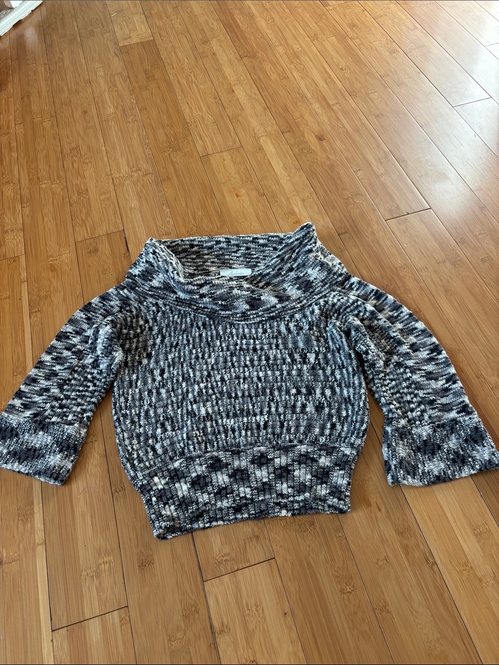 JH Collectibles Black, White & Gray Marled Cowl Neck Sweater